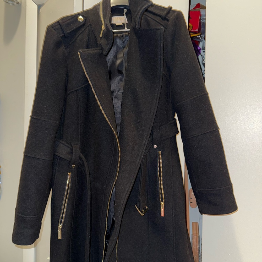 Michael Kors Black Peacoat with Gold Accents